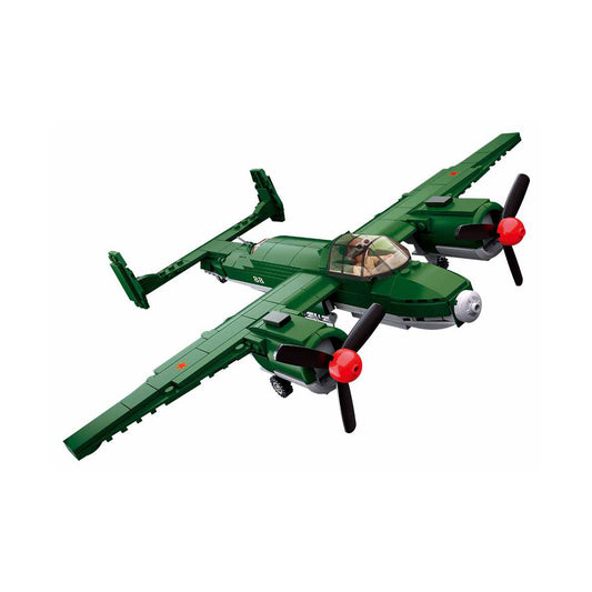 DAHONPA TU-2 战斗机军用飞机积木套装，含 1 个人物，311 块空军积木玩具，送给儿童和成人的礼物。 