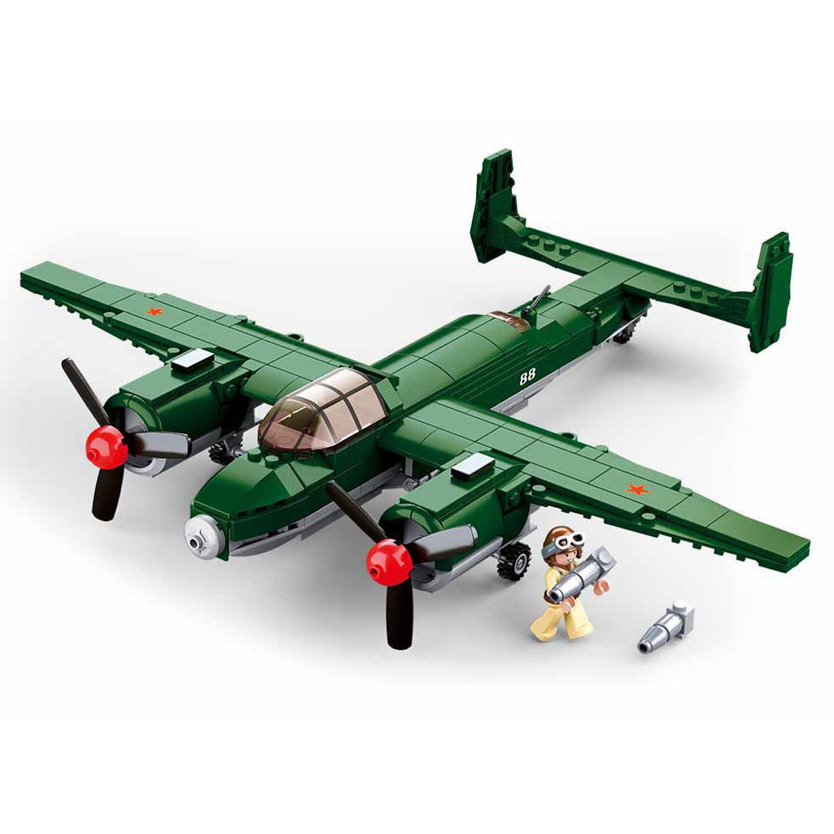 DAHONPA Military Series TU-2 Fighter Military Army Airplane Building Blocks Set with 311 Pieces