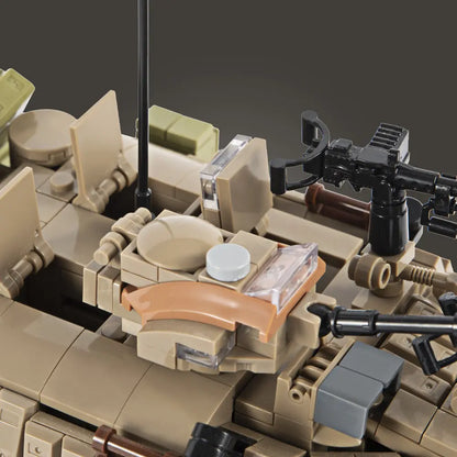 Top down view of the highly detailed commander hatches and defensive anti aircraft machine guns on the DAHONPA building blocks tank