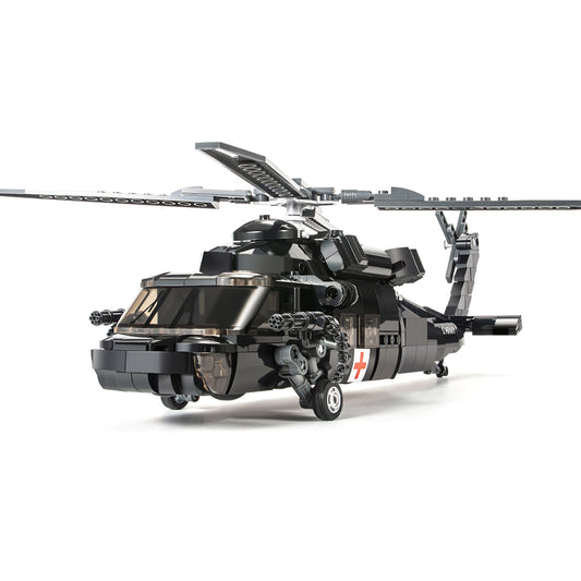 DAHONPA UH-60 直升机黑鹰中型实用军用飞机积木套装带人偶，700 块空军积木玩具，儿童和成人礼物