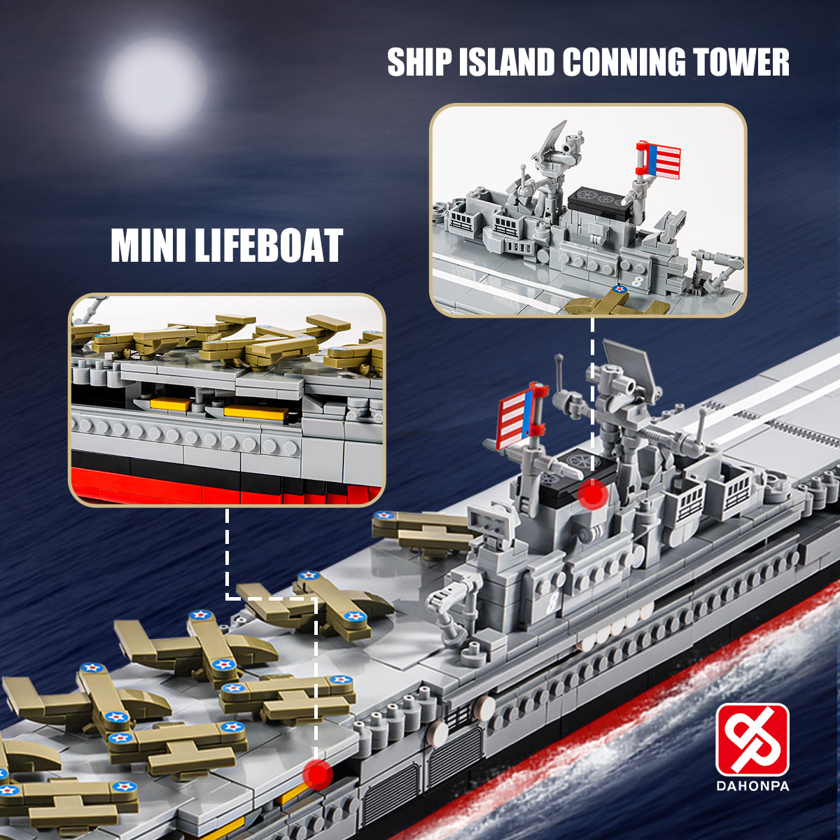 DAHONPA Ship Military Aircraft Carrier USS Building Blocks Set with 1969 Pieces