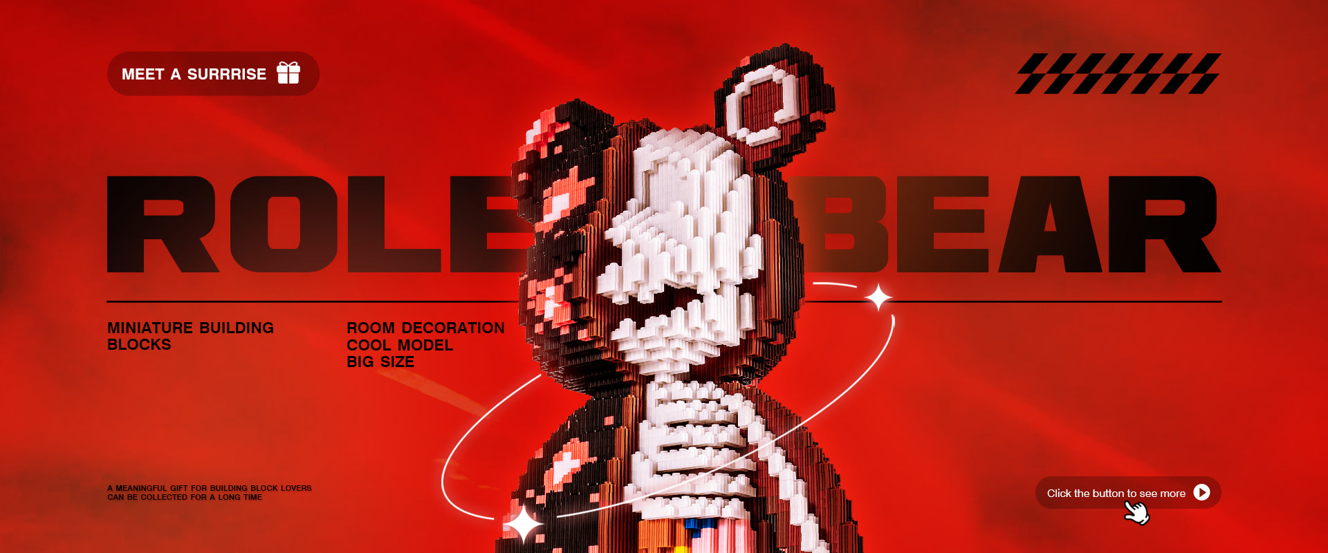 DAHONPA mechanical bear dissection micro blocks set banner, featuring an anatomical cool bear model for room decoration.