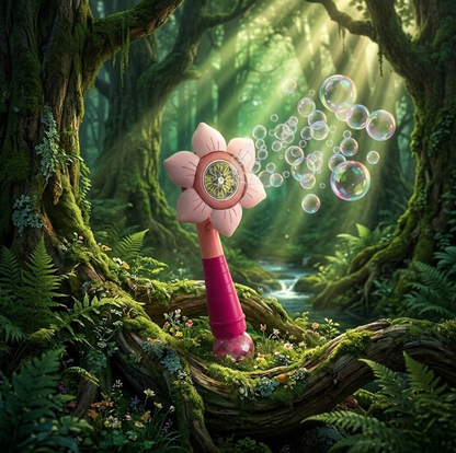 DAHONPA Automatic Flower Bubble Wand - Magical LED Bubble Blower Toy for Outdoor Summer Fun