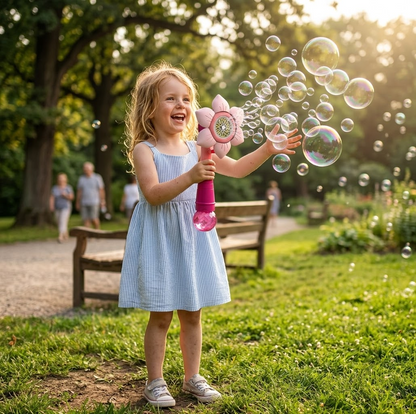 DAHONPA Automatic Flower Bubble Wand - Magical LED Bubble Blower Toy for Outdoor Summer Fun