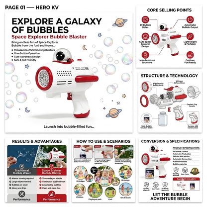 DAHONPA Space Adventure Astronaut Bubble Gun – Automatic Bubble Maker Machine for Kids & Outdoor Parties