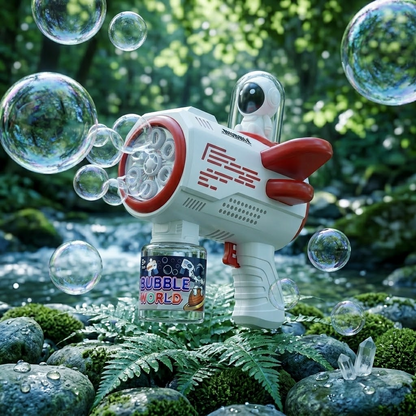 DAHONPA Automatic Astronaut Bubble Gun with LED Lights – Space-Themed Bubble Machine for Kids, Leak-Proof & Easy to Use