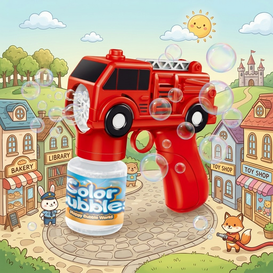 Dahonpa Fire Truck Bubble Machine Automatic Bubble Gun LED Light Up Toy Perfect for Kids 3-8