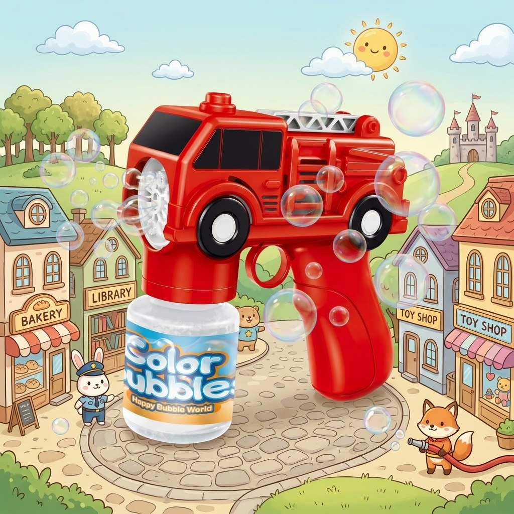 Dahonpa Fire Truck Bubble Machine  Automatic Bubble Gun  LED Light Up Toy Perfect for Kids 3-8