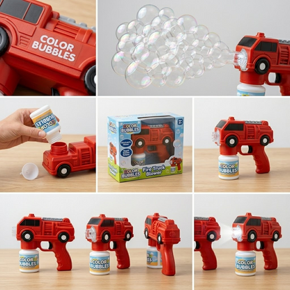Dahonpa Fire Truck Bubble Machine  Automatic Bubble Gun  LED Light Up Toy Perfect for Kids 3-8
