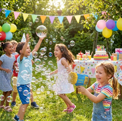 DAHONPA Bubble Gun Bazooka Automatic Bubble Blaster Toy – Rechargeable Lithium Battery Powered Bubble Machine with Bubble Solution for Kids Outdoor Party Fun