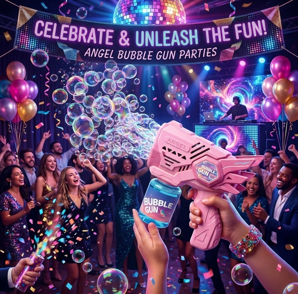 Automatic Angel-Wing Bubble Blaster – Rechargeable Bubble Machine with LED Lights