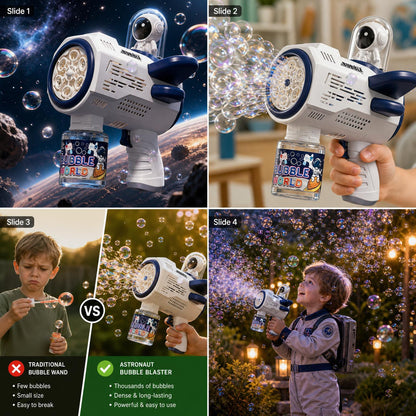 DAHONPA Space Explorer Automatic Bubble Blaster Gun - Astronaut Theme Toy for Kids with Multi-Hole Nozzle, Leak-Proof Design - Perfect for Summer Outdoor Play