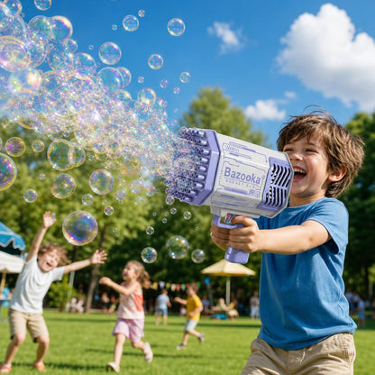 DAHONPA Electric Bazooka Bubble Blower for Kids – Rechargeable Bubble Machine Toy with Bubble Solution Included