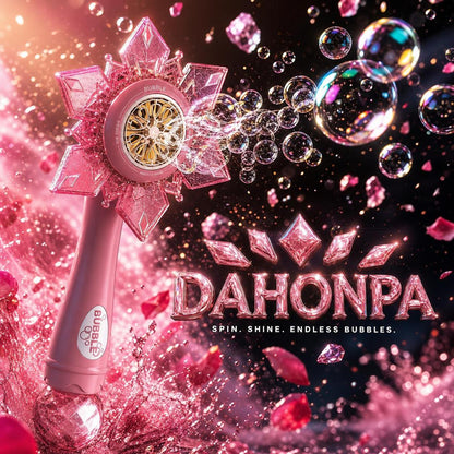 DAHONPA Rechargeable Snowflake Bubble Wand for Kids – Pink Princess Bubble Blower Toy with Battery & Bubble Solution