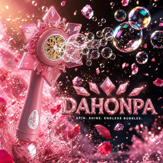 DAHONPA Rechargeable Snowflake Bubble Wand for Kids – Pink Princess Bubble Blower Toy with Battery & Bubble Solution DAHONPA