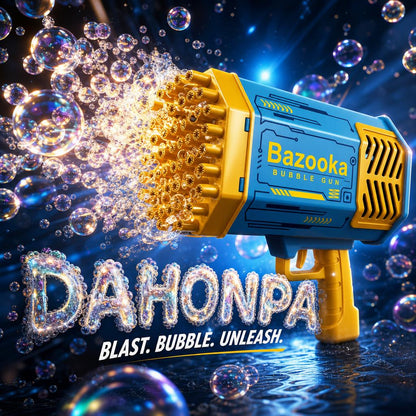 DAHONPA Bubble Gun Bazooka Automatic Bubble Blaster Toy – Rechargeable Lithium Battery Powered Bubble Machine with Bubble Solution for Kids Outdoor Party Fun