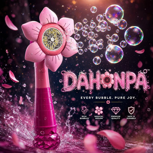 DAHONPA Automatic Flower Bubble Wand - Magical LED Bubble Blower Toy for Outdoor Summer Fun