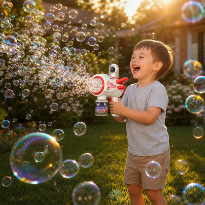 DAHONPA Automatic Astronaut Bubble Gun with LED Lights – Space-Themed Bubble Machine for Kids, Leak-Proof & Easy to Use