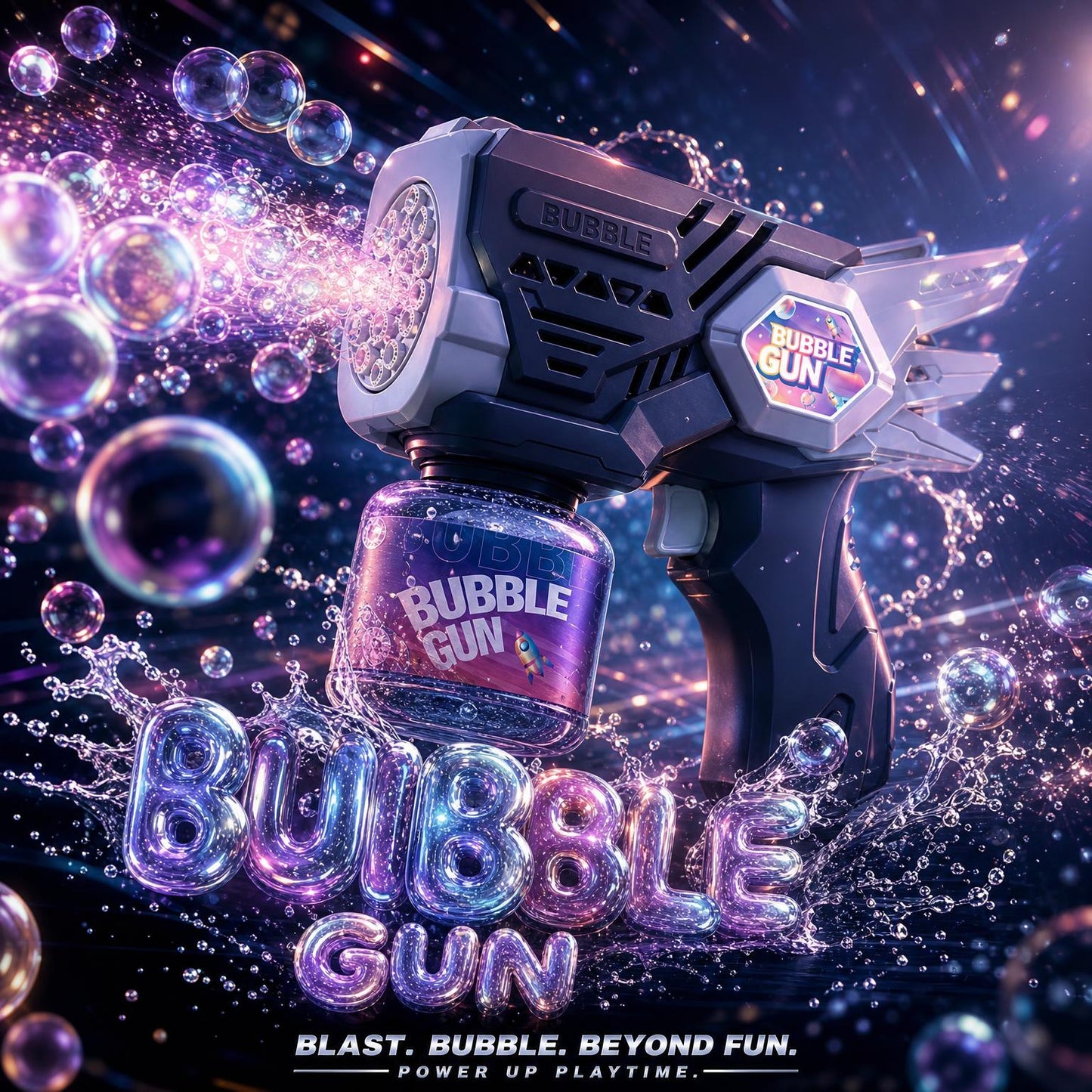 DAHONPA Futuristic Space-Themed Bubble Gun – Rechargeable Automatic Bubble Blaster with Lithium Battery