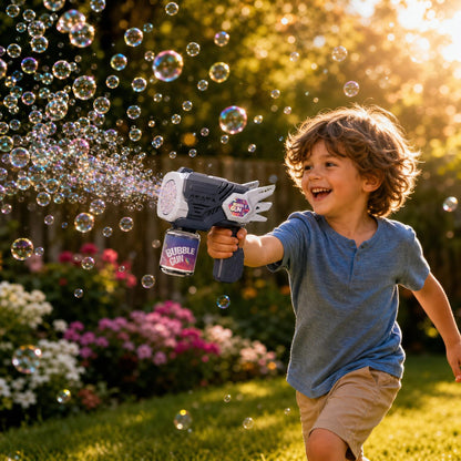 DAHONPA Futuristic Space-Themed Bubble Gun – Rechargeable Automatic Bubble Blaster with Lithium Battery