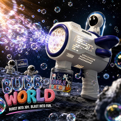 DAHONPA Space Explorer Automatic Bubble Blaster Gun - Astronaut Theme Toy for Kids with Multi-Hole Nozzle, Leak-Proof Design - Perfect for Summer Outdoor Play