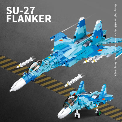 DAHONPA Military Series Su-27 Flanker Fighter Building Blocks Set with 1040 Pieces